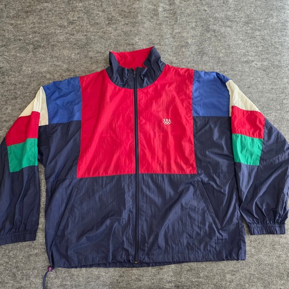 jcpenney Other - Vintage USA Olympic Windbreaker Jacket Mens XL Full Zip Multicolor Colorblock